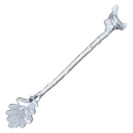 Kiwi Zinn Löffel für Marmelade - Eiche Blatt und Huhn. Hand gegossen von William Sturt.