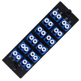 VFLTOOL 4PCS 12 Duplex LC Adapters LGX Footprint Fiber Patch Panel Loaded 24 Fiber Ports Couplers Enclosure - LC UPC Blue Compatible with SingleMode Multimode|1.25G/10GB OS1-2/OM3