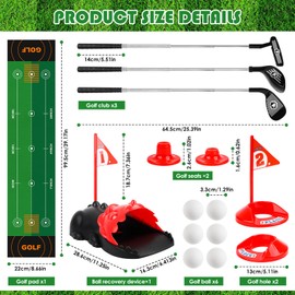 Yooyan Mini Golf Set Toy for Children, Golf Toy Set, with 3 Scalable Golf Clubs, 8 Balls and Putting Mat, Indoor and Outdoor Sports Toy, Mini Golf Play Set Children's Games Gift