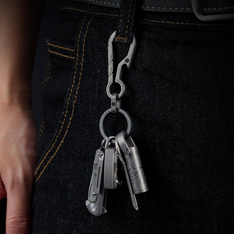 KeyUnity KM01 Titanium EDC Keychain Clip with Bottle Opener, Quick