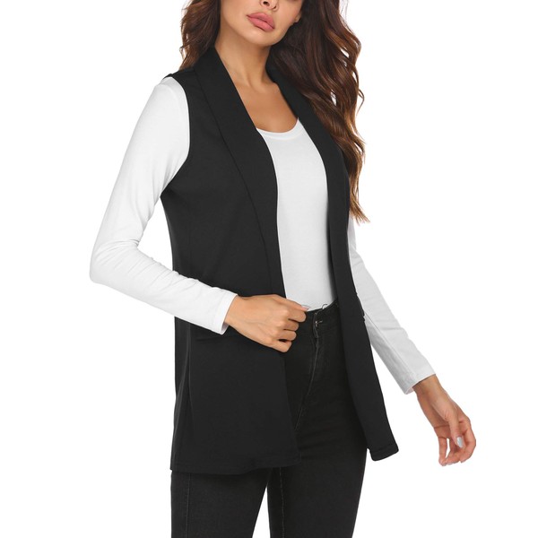 HOTLOOX Women's Sleeveless Vest Long Cardigan Vests Casual Open Front Trench Coat Jacket with Pockets S-XXL