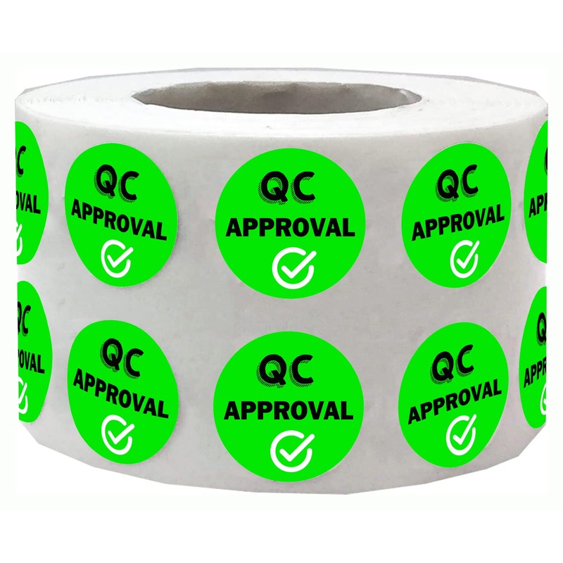 1 inch QC Approval Labels Green Inventory Quality Control Stickers