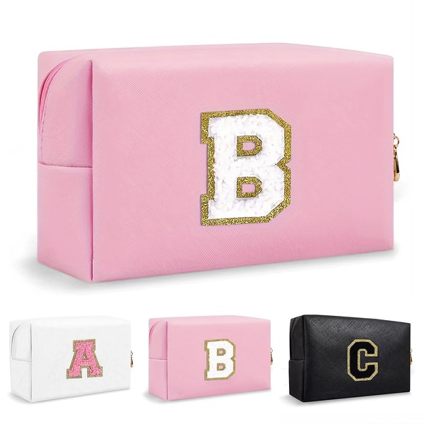 Hbhhpov Small Personalized Initial Letter Makeup Bag,Cute Waterproof PU Leather
