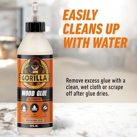 Gorilla Ultimate - Pegamento de madera impermeable, color de madera natural, 18 onzas (paquete de 1) - Impermeable para proyectos y reparaciones en interiores o exteriores