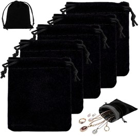50 Piezas Bolsitas para Joyería, Bolsas Para Joyeria de Tela, 7 x 9 CM, con Cordón, Bolsas De Terciopelo Pequeñas, Elegantes Y Reutilizables, para Reg