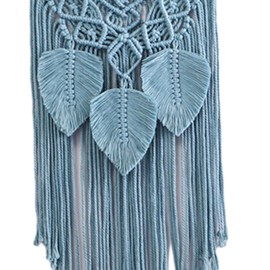 Folpus Leaves Tassels Macrame Wall Hanging Tapestry Boho Wall Decor Modern Minimalist Wall Ornament for Living Room Party Backdrop, Blue