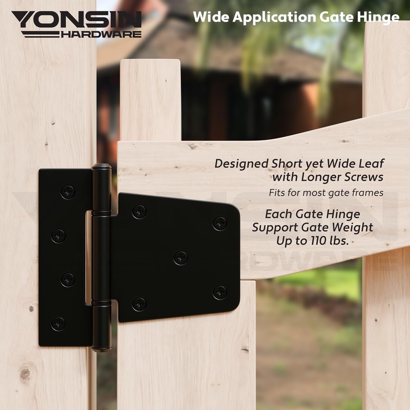 YONSIN 3.5inch Heavy Duty Strap Gate Hinges, Black Shed Door