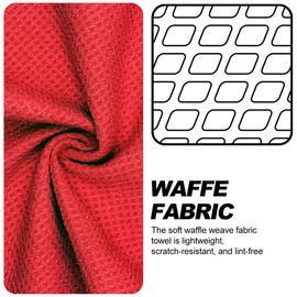 MAGOLFIN 2-Pack Magnetic Golf Towel with Clip, Soft Microfiber Waffle Design - Industrial Strength Magnet for Strong Hold to Golf Bags, Carts & Clubs - Red