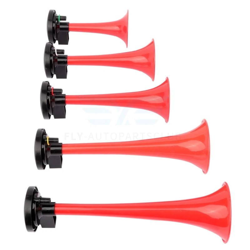 130dB Dixie 5 Red Trumpet Train Air Horn Loud Dukes