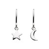 Dew Sterling Silver Mismatch Moon and Star Drop Earrings
