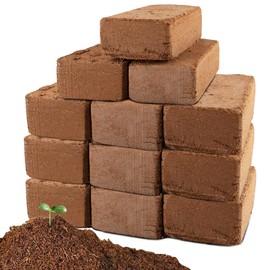 Coco Coir Brick for Plants-12 Pack Premium Coconut Bricks, 100% Organic Peat Moss, Fiber Coconut Husk for Planting, Gardening, Potting Soil Substrate