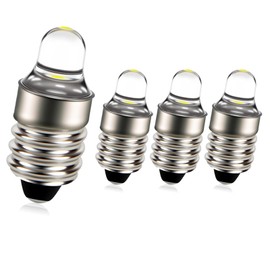 Ruiandsion 4pcs E10 LED Bulbs 3V 6000K White LED Bulbs for Torchlight Flashlight Torch Light,Non-Polarity