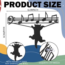 Otoolling Cat Playing Music Wall Decor Metal Black Cat Wall Art 10.04 x 13.78 Inch Hanging Signs Home Decor for Living Room Bedroom Bathroom Office Cats Lover Gifts