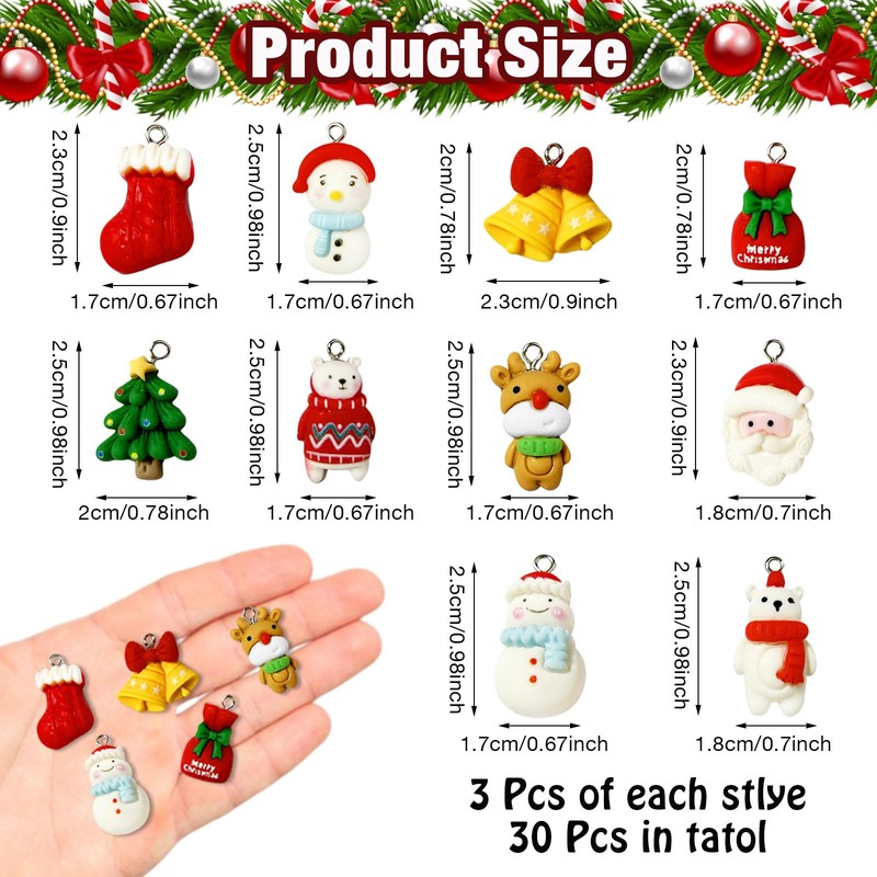 Miniature Christmas Tree Pendants, Pack of 30 Christmas Tree Decorations