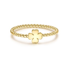 GLANZSTÜCKE MÜNCHEN Damen Ring aus 925/- Sterling Silber gelbvergoldet 14 Karat Kleeblatt Motivring