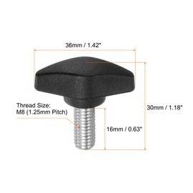 QUARKZMAN 4 Pcs T Wing Knobs Thumb Screws M8 x 16mm Standard Male Thread Plastic T Knobs Handles Hand Clamp Knobs Handle Thumb Screw Black