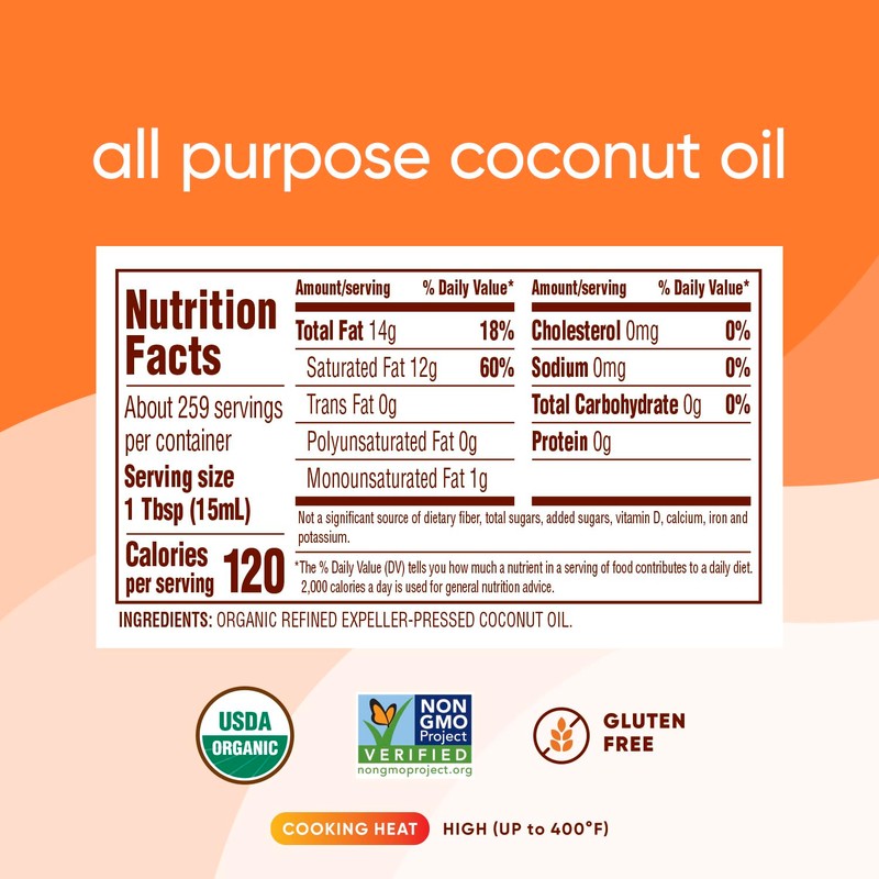 Nutiva Organic Steam Refined Oil, Coconut, 128 Fl Oz