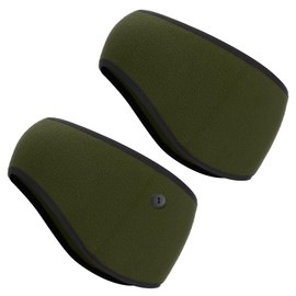 PATIKIL Ear Warmer Headband, 2 Pack Polar Fleece Ear Warmer Winter Stretchy Running Sweatband Outdoor Essential for Jogging Walking Skiing, Olive Green