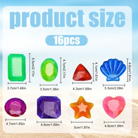 Pack of 16 Dive Gem, Gemstones for Children, Diving Gemstones Diving Toy, Pool Toy, Summer Swimming Diving Toy, 8 Shapes, Random Colour
