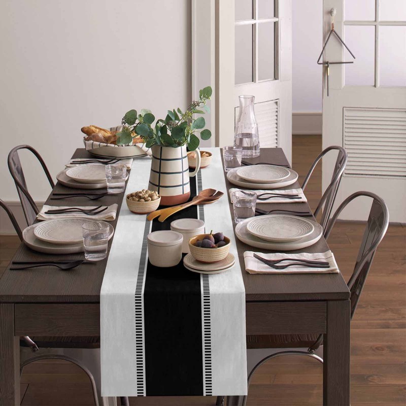 Futuregrace Black and White Stripes Table Runners, Farmhouse Table Runner