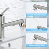 HANLIAN Single Hole Bathroom Pull Out Faucet with Rotating Spout,