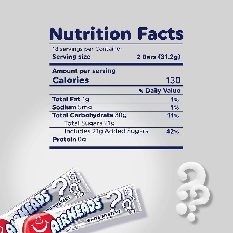 Airheads Full-Size Candy Bars, Taffy Candy Bulk Pack, Individually Wrapped,