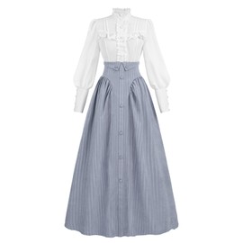 NSPSTT Victorian Vostume Women 1800s Dress for Women Edwardian Costume Renaissance Blouse Skirt Outfits