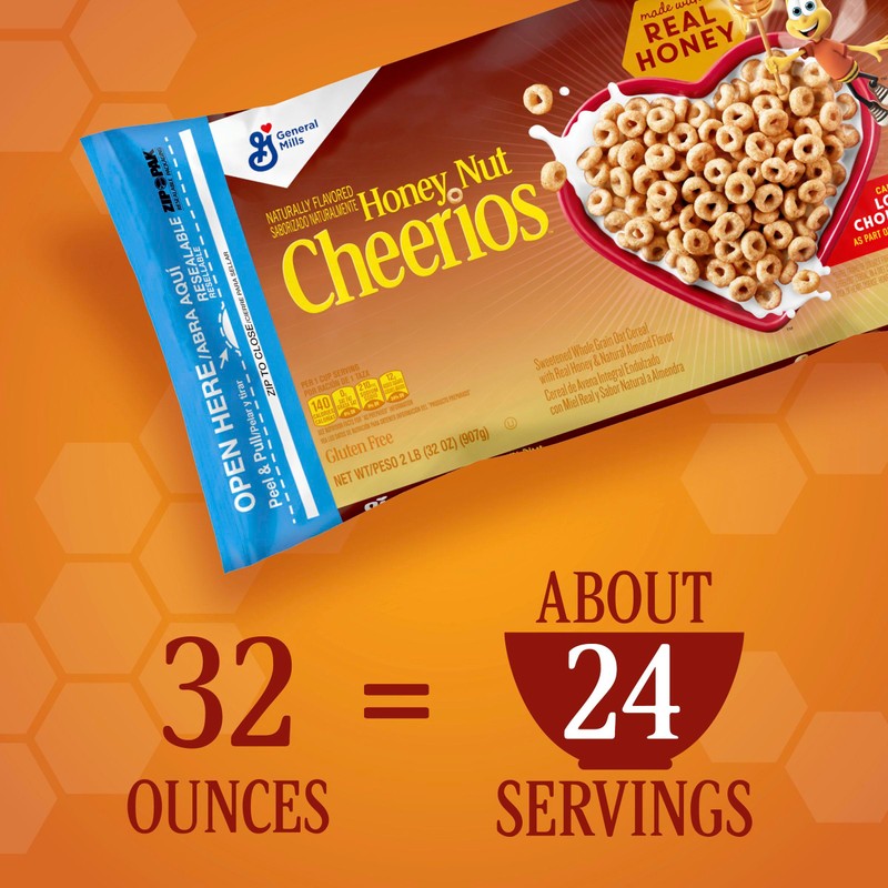 Honey Nut Cheerios Heart Healthy Breakfast Cereal, Gluten Free Cereal