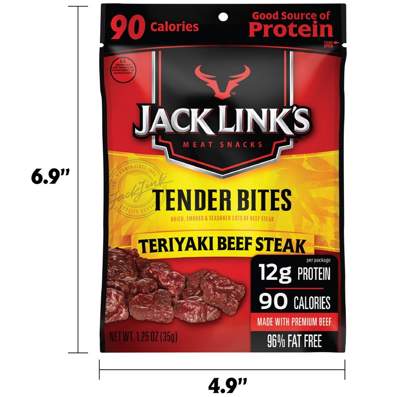 Jack Link's Premium Cuts Beef Steak Tender Bites, Teriyaki, 1.25