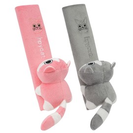 URAQT Car Seat Belt Pads, 2PCS Universal Car Seatbelt Adjuster for Kids, Multifunctional Seat Belt Protectors, Seat Belt Covers with Cartoon Pattern Fit Baby Toddler Kid Adult (Kitten)