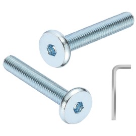 AMLOOPH M8 Bolts, M8 x 45mm Hex Socket Large Flat Head Carbon Steel Fully Threaded Furniture Screws/Bolts for Chairs, Cots, Beds and Tables (Pack Of 12- and a Wrench)