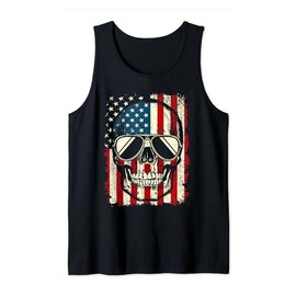 Skeleton Skull American Usa Flag Memorial Day 4th Of July Tank Top