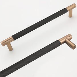 Westablize 30 Pack 7 1/2 Inch 192 mm Bar Cabinet Pulls Bronze and Black Knurled Handles for Bronze and Black Drawer Pulls Cupboard Aluminum Handles