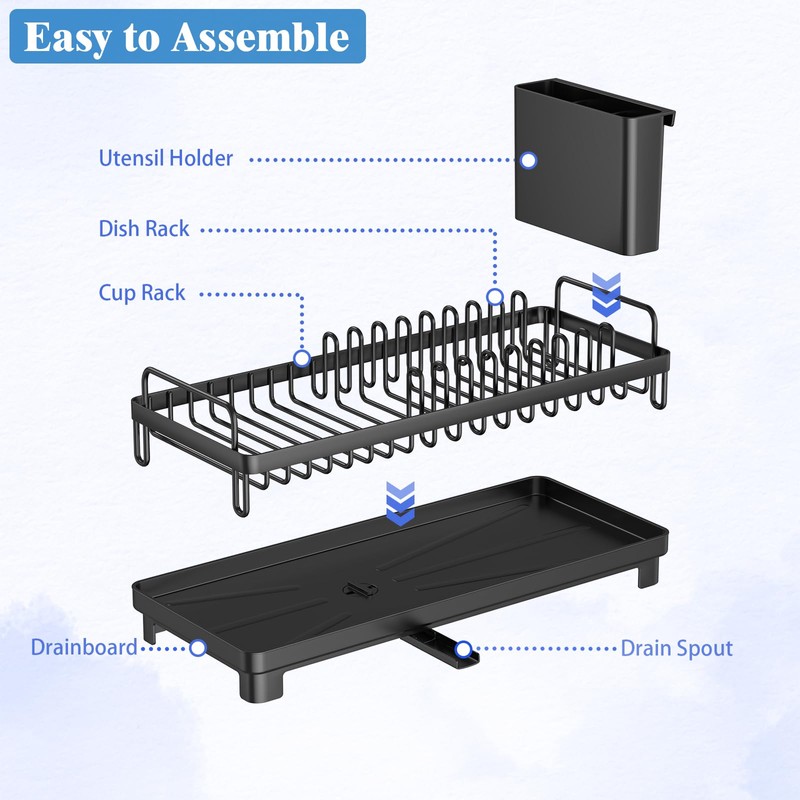 CHLORYARD Small Dish Drying Rack, Compact Sink Dish Drainer Plate