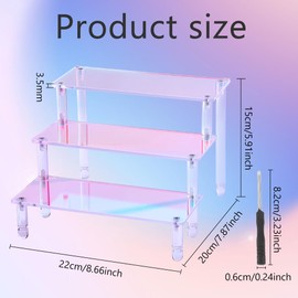 FINGERINSPIRE 2 Sets Acrylic Display Risers 3 Tier Iridescent Display Risers with Screwdriver Colorful Tiered Display Stand Risers 8.6x7.8x5.9 inch Removable Acrylic Shelf Risers for Organizer