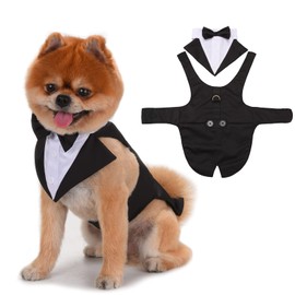 Pet Dog Wedding Party Suit, Dog Tuxedo and Bandana Set, Dog Formal Tuxedo, Wedding Bow Tie Shirt for Small Medium and Large Dogs (Small, Black)