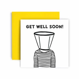 Huxters Get Well Soon Card for men and women -Get well Medical Cone - Hope you feel better for Colleague Brother Sister - Get well card speedy recovery - 14.8cm
