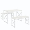 VECELO Wood Dining Table Set for 4 with Bench Kitchen