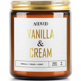 AOOVOO Vanilla Cream Candles - 9 oz Scented Candles, Aromatherapy Candle, Soy Candle for Home Scented