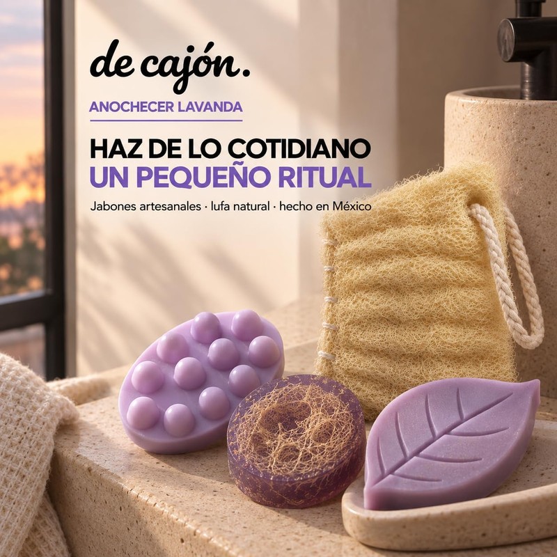 Jabones Corporales Artesanales con Lufa · Lavanda · 5 Barras