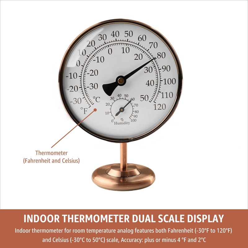 Foxyoo 4-Inch Indoor Thermometer and Humidity Gauge, Room Analog Temperature