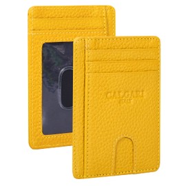 CALGARI Italian Luxury Leather Minimalist Wallets | For Men and Women, Fruity Lemon, 4.4 x 3.3 Inches, Minimalist
