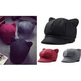 Capli Newsboy Cap with Cute Cat Ears, Cute, Chic, Adult, Accentuate Your Wardrobe - blk