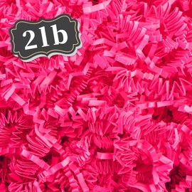 ZEBMOON 2 LB Fluorescent Pink Crinkle Cut Paper Shred Filler Great for Gift Wrapping, Basket Filling, Birthday, Wedding, Valentine's Day, Mardi Gras, 2024 New Year Party Decorations Filling Supplies