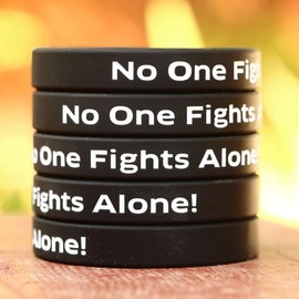 SayitBands 50 Black No One Fights Alone Support Wristband Bracelet