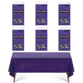 Purple 6 Pack Premium Disposable Plastic Tablecloth 54 x 108 In - Plastic Table Cloths for Parties Disposable Tablecloth for Rectangle Table Up To 8 Ft - Rectangle Tablecloth - Purple Tablecloth