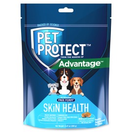 Pet Protect Skin Health Supplement for Dogs, Proprietary Free Form Blend, Bacon-Flavored Soft Chews (60 Count)