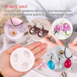 Comidox 2Pcs Silicone Pendant Water Drop Gem Mold Resin Casting Pendant Tool with Hole