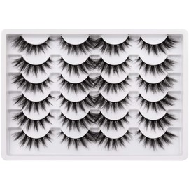 Cat Eye Lashes Pack Wispy 3D Faux Mink Lashes 18mm Fluffy False Eyelashes Soft Reusable Handmade Fake Eyelashes, 12 Pairs Pack by Pawotence