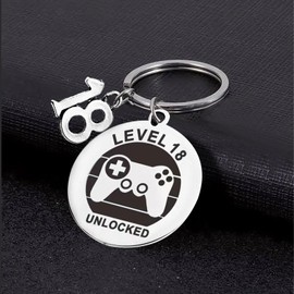 Azwood 18th Birthday Keyring Stainless Steel Lettering Keyring 18th Funny Women/Men Gifts for Birthday for Daughter, Sister, Girlfriend, Family, Style A